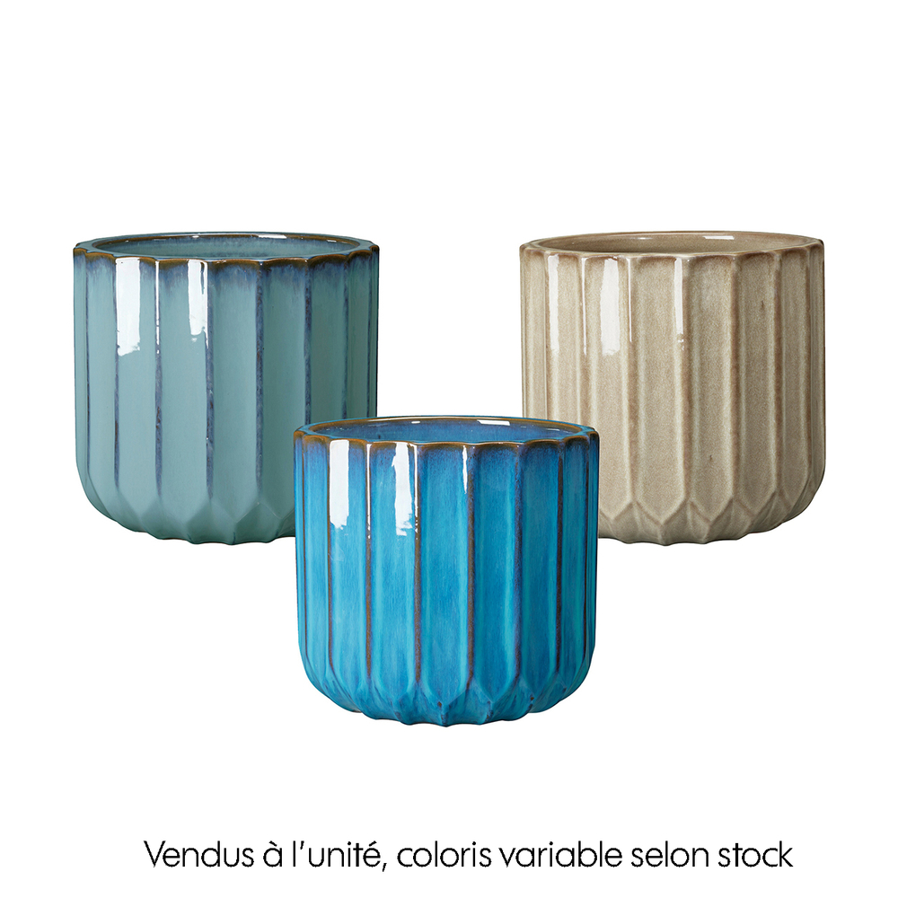 Pot Capri en terre cuite émaillée, 3 coloris possibles - D. 17 cm