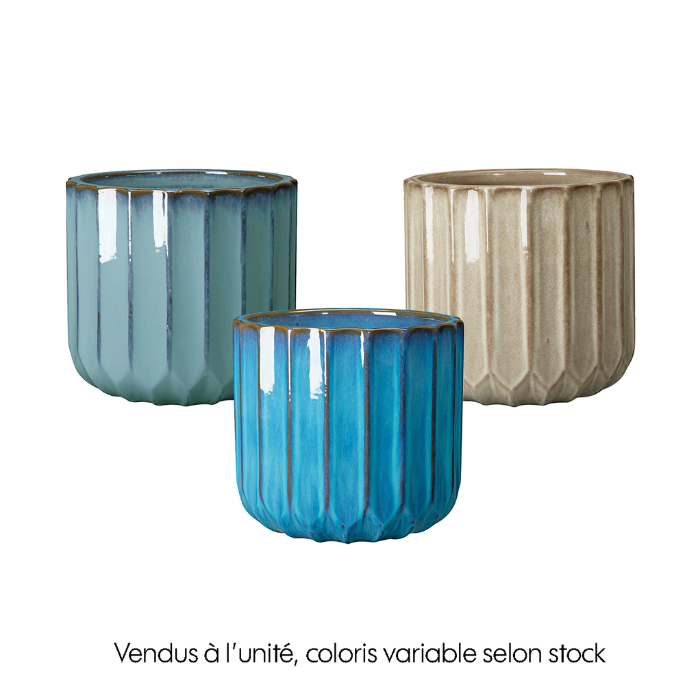 Pot Capri, en terre cuite émaillée, 3 coloris possibles - D. 28cm