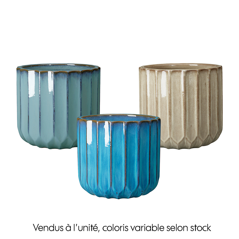 Pot Capri, en terre cuite émaillée, 3 coloris possibles - D. 36cm