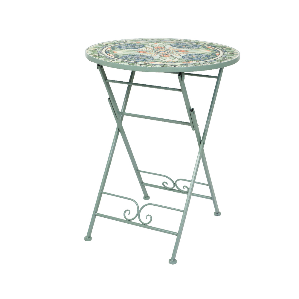 Table bistrot CANCUN, coloris vert - D60. H76cm