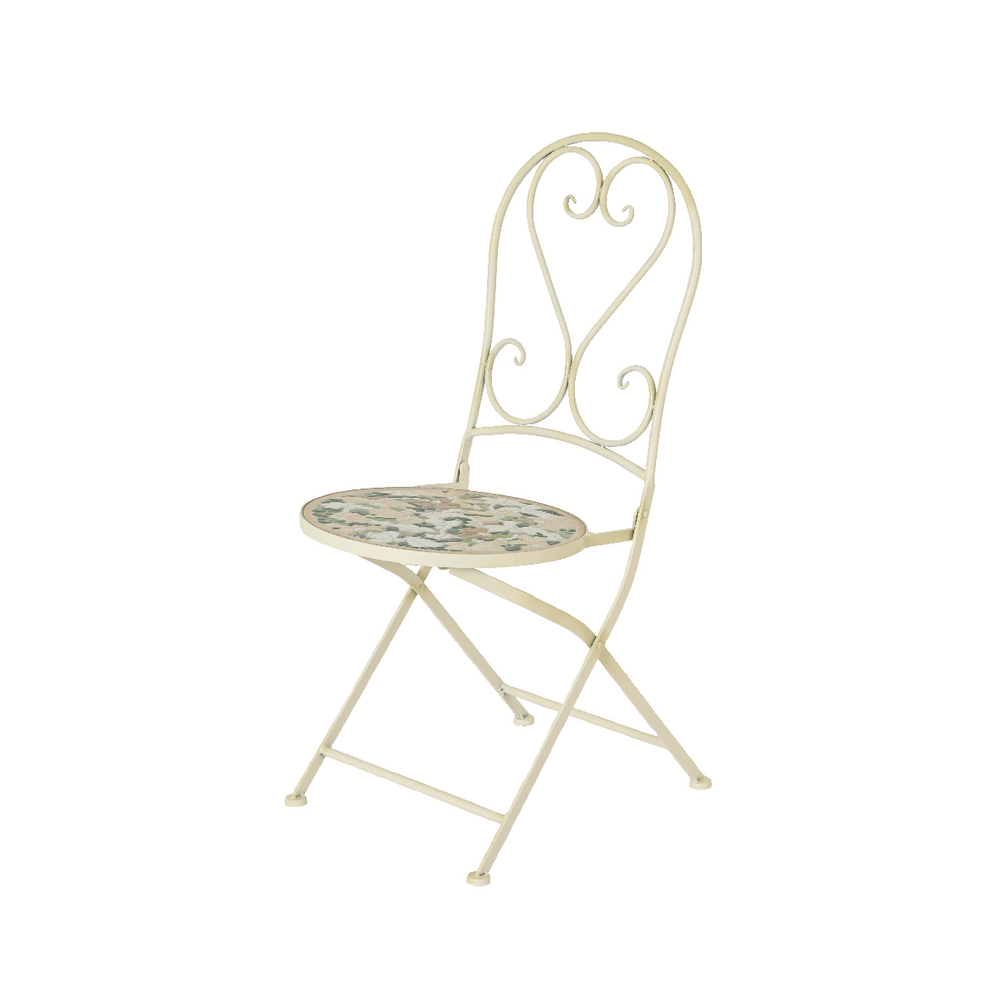 Chaise bistrot GENEVA MOSAIQUE, coloris crème - 50x39. H93cm