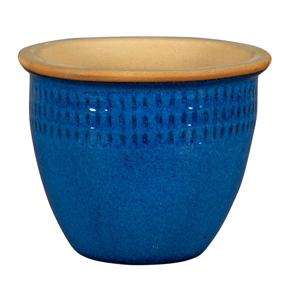 Pot Fanny en grès émaillé, coloris bleu - 24. 5x20cm