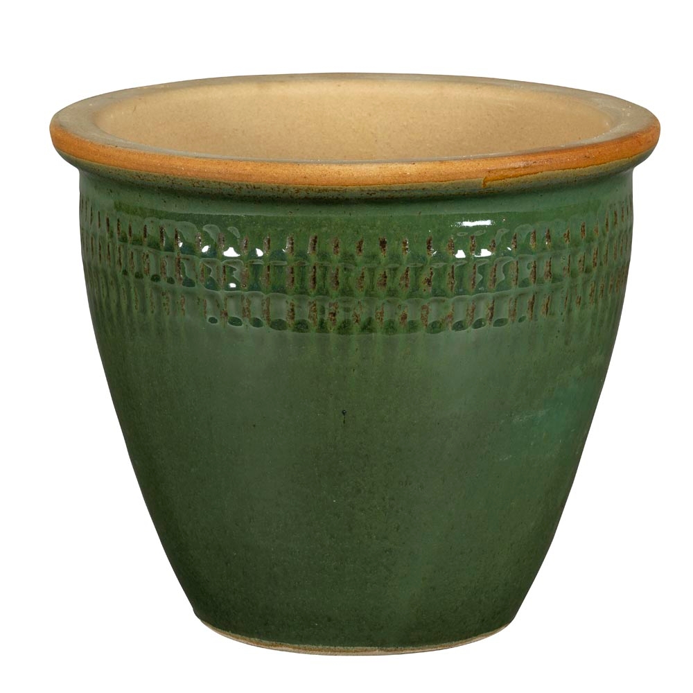 Pot Fanny en grès émaillé, coloris vert - 24. 5x20cm
