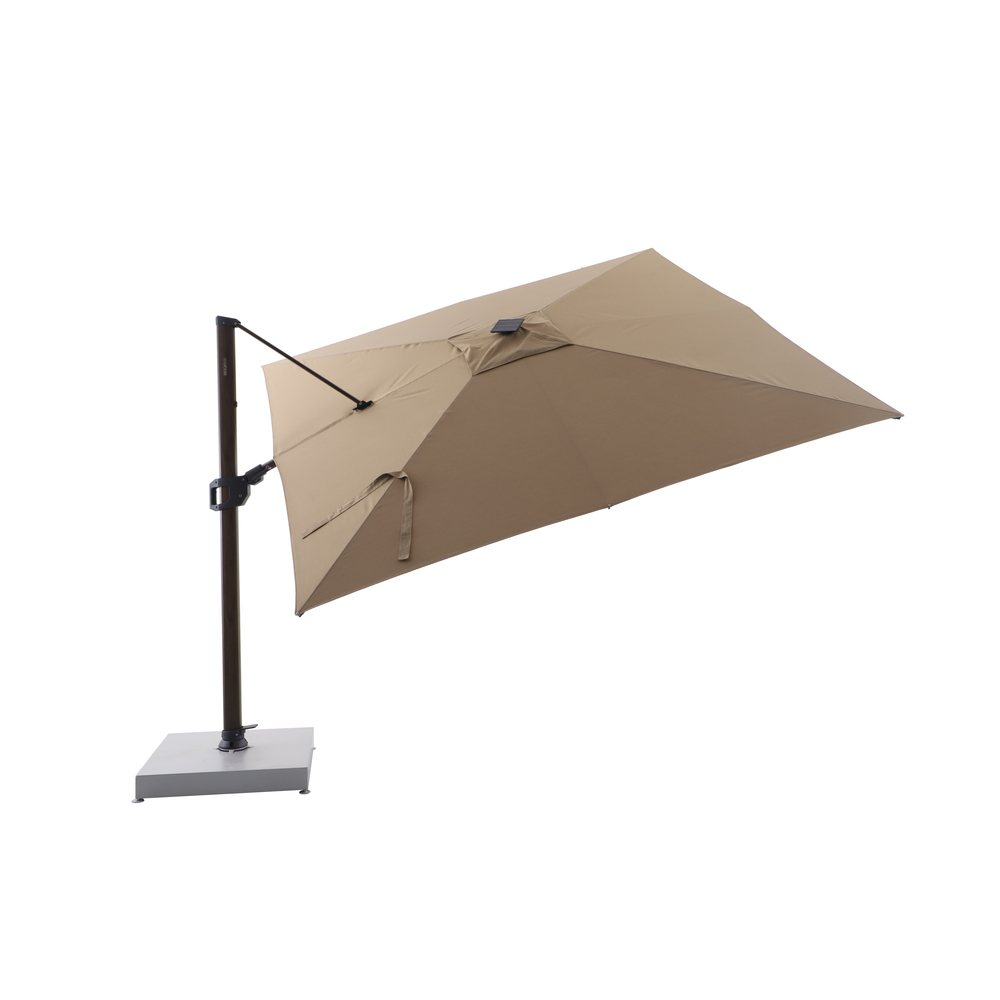 Parasol Oméga, coloris chêne foncé/taupe - L300xl400cm