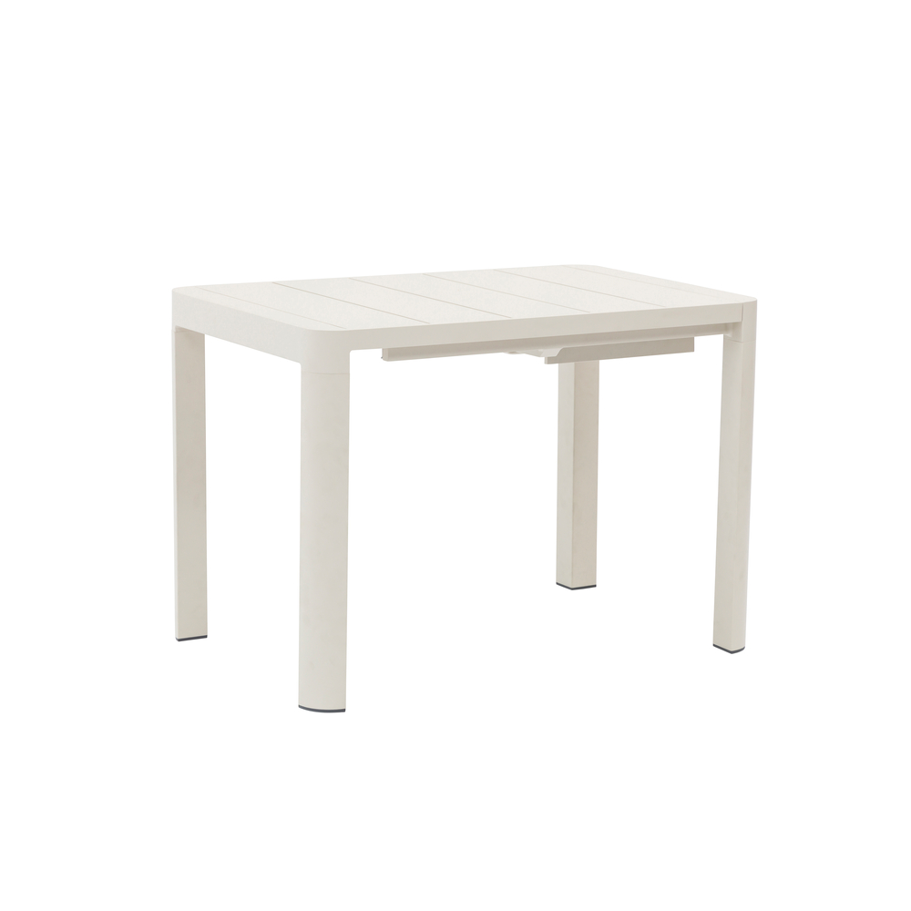 Table de jardin à rallonge VOLUTE, coloris sable - 106,5/143,5x70x75cm