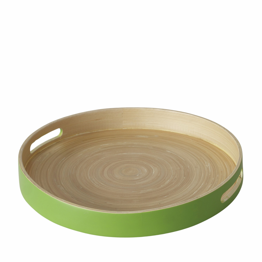 Plateau en bambou, coloris vert - D. 35,5cm