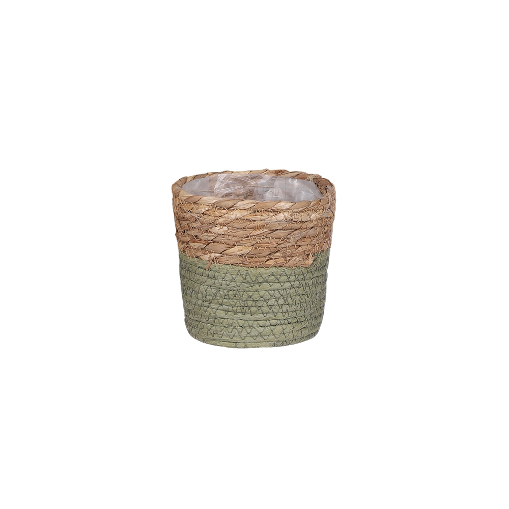 Cache-pot Rachel, coloris vert - H. 14xD. 14cm