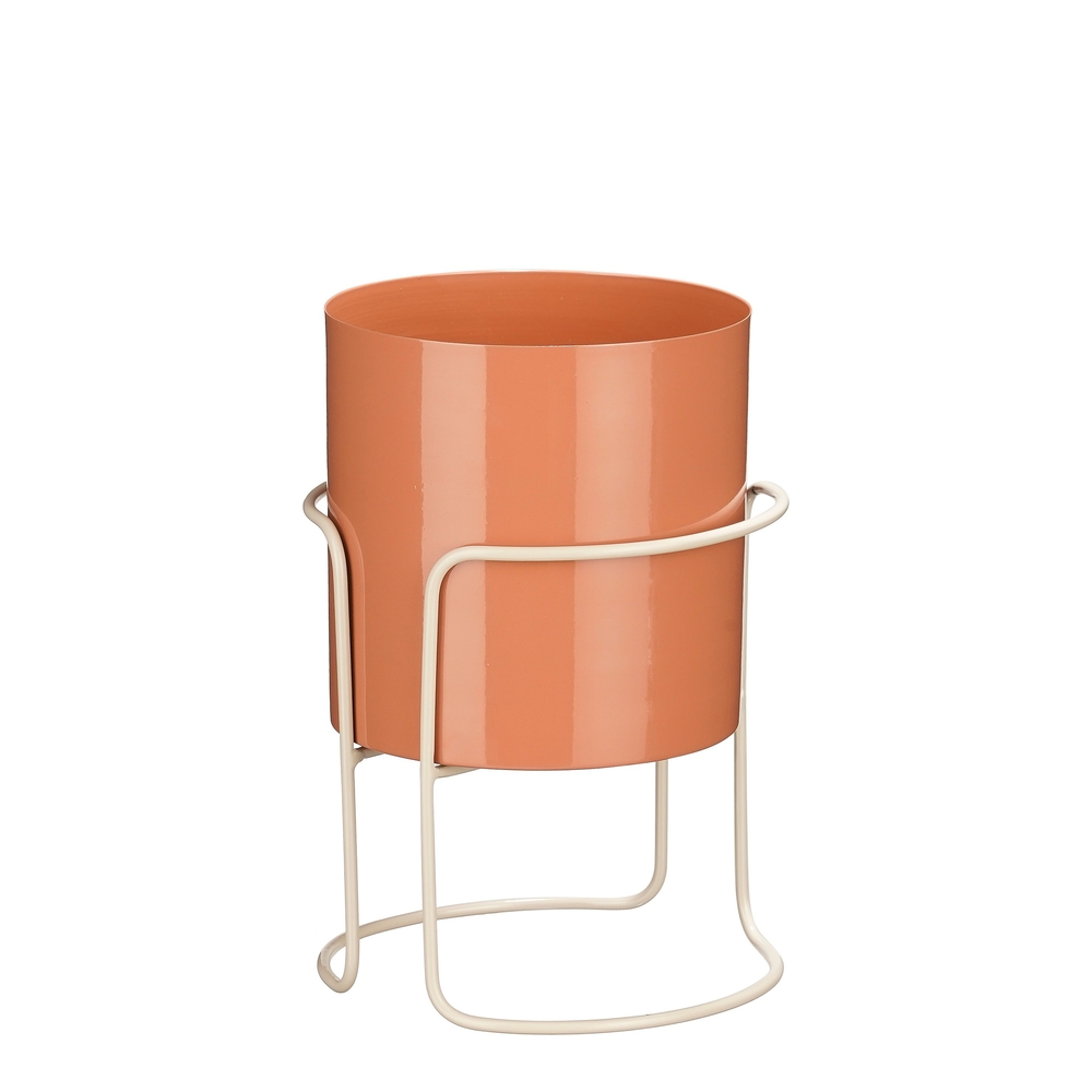 Pot Collins en fer, coloris terra - H. 23,5xD. 16,5cm