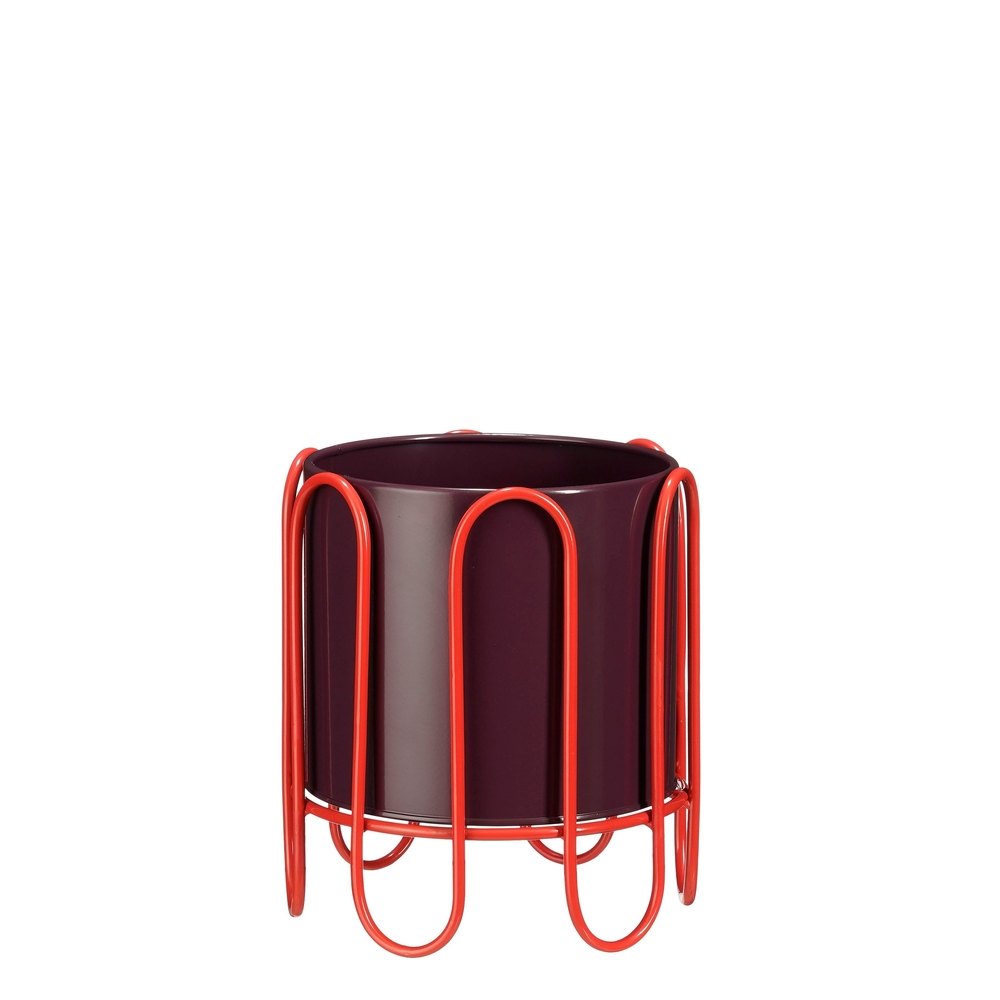 Pot Dione en fer, coloris rouge - H. 25xD. 23cm
