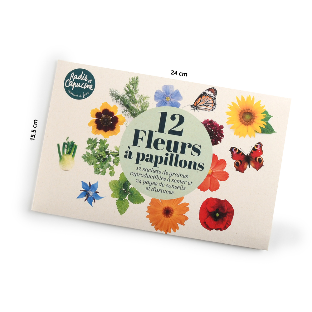 Enveloppe 12 sachets de graines, fleurs à papillons à semer