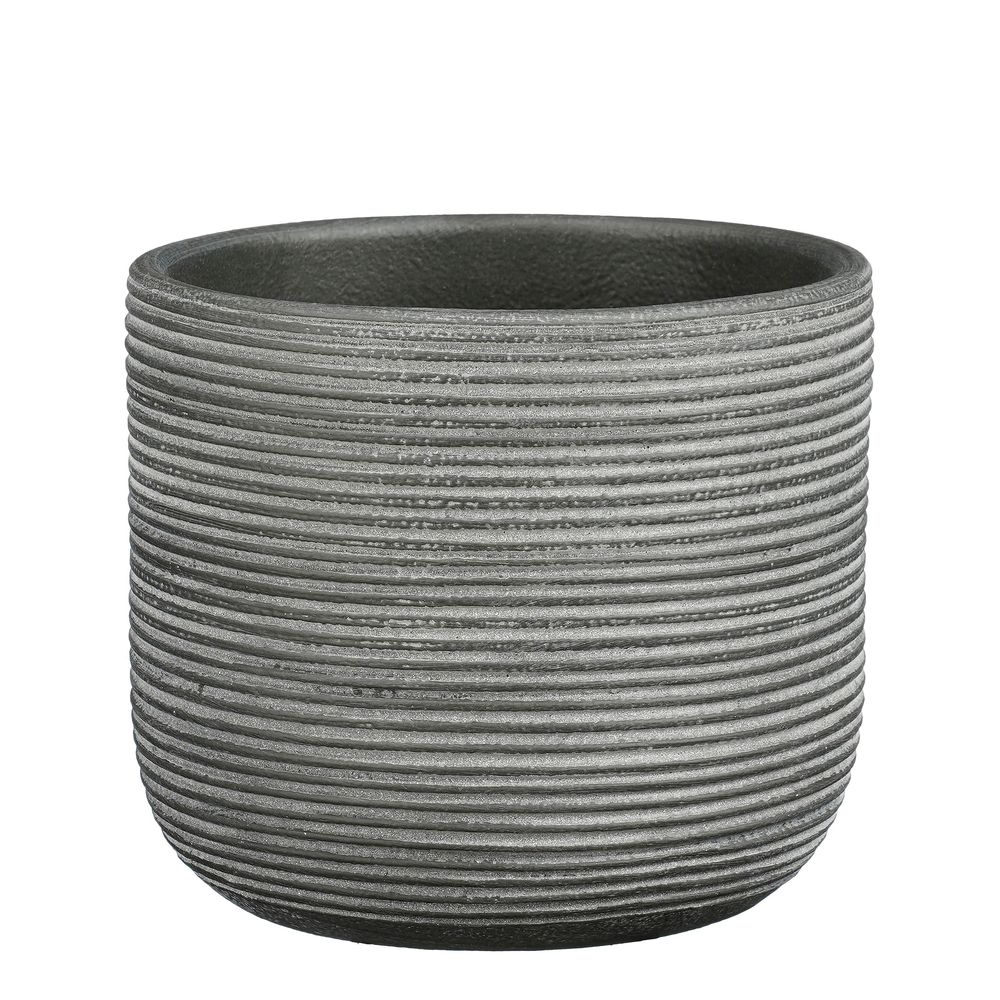 Cache-pot Samuel, en terre cuite, coloris anthracite - H. 18xD. 20cm