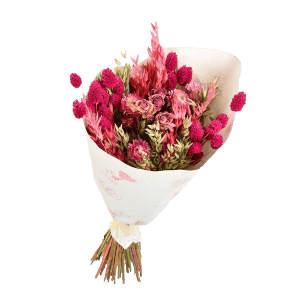 Bouquet de fleurs séchées : Trendy rose - H. 50cm