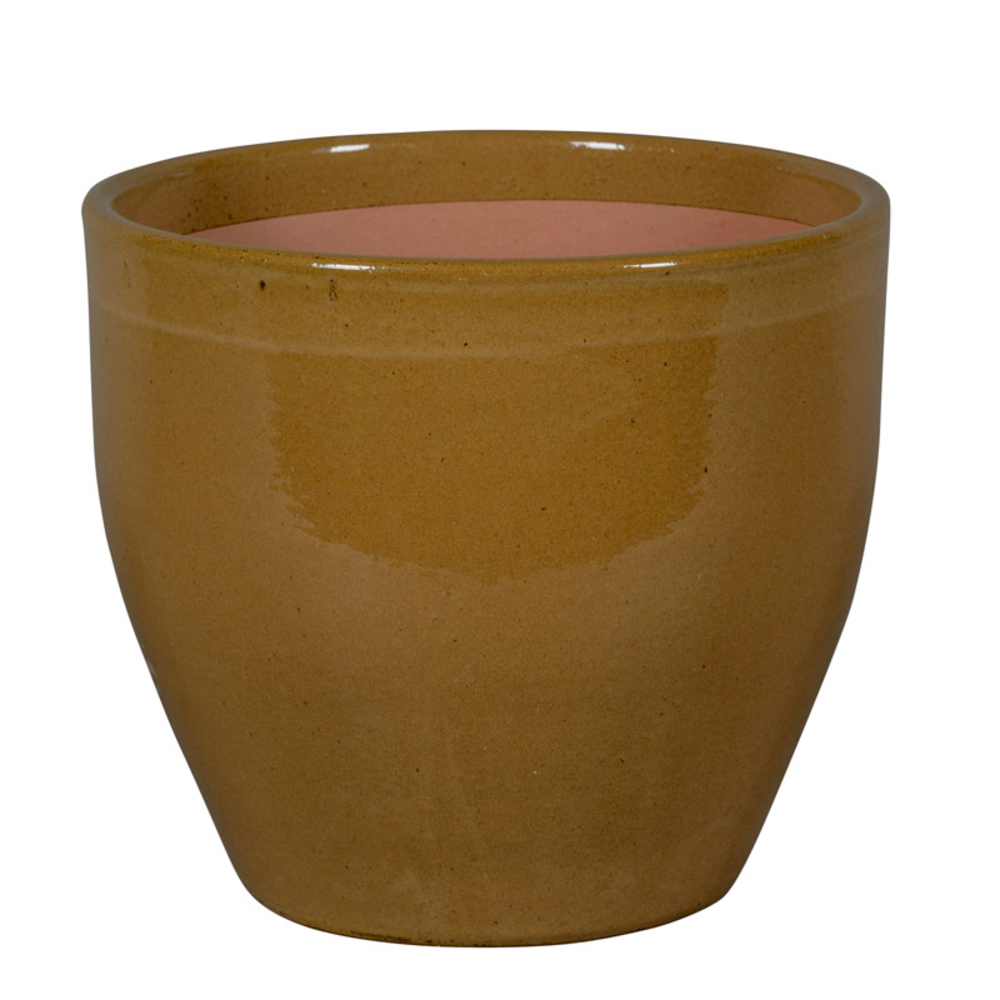 Pot de fleurs Corsica 01F, grès émaillé, coloris beige - D. 38xH. 34cm