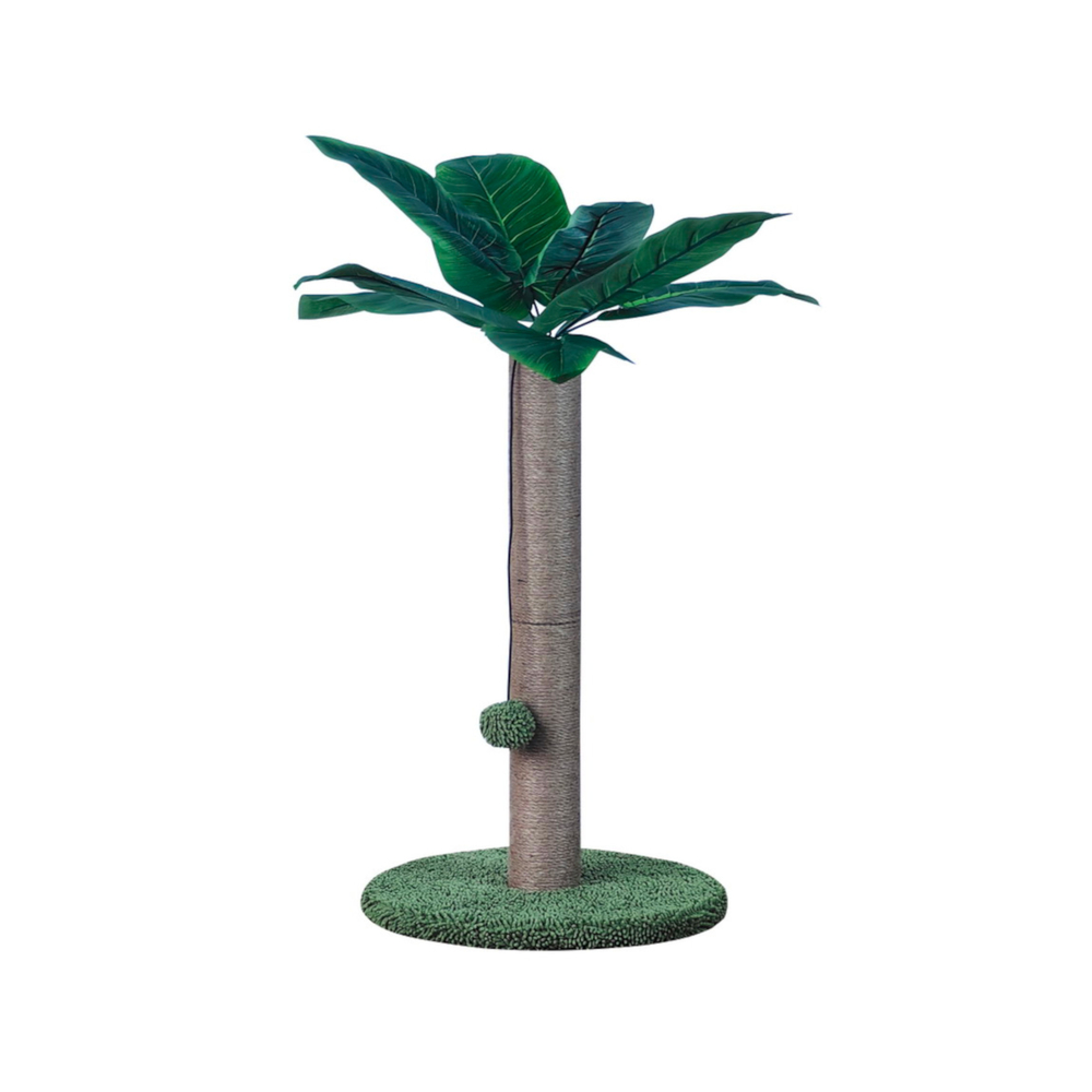 Poteau griffoir avec feuilles synthétiques - H. 58cm