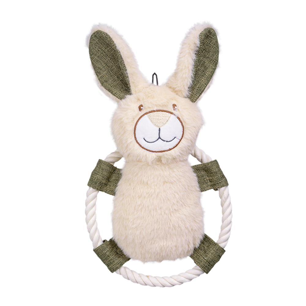Jouet pour chien : lapin avec corde - H. 30cm