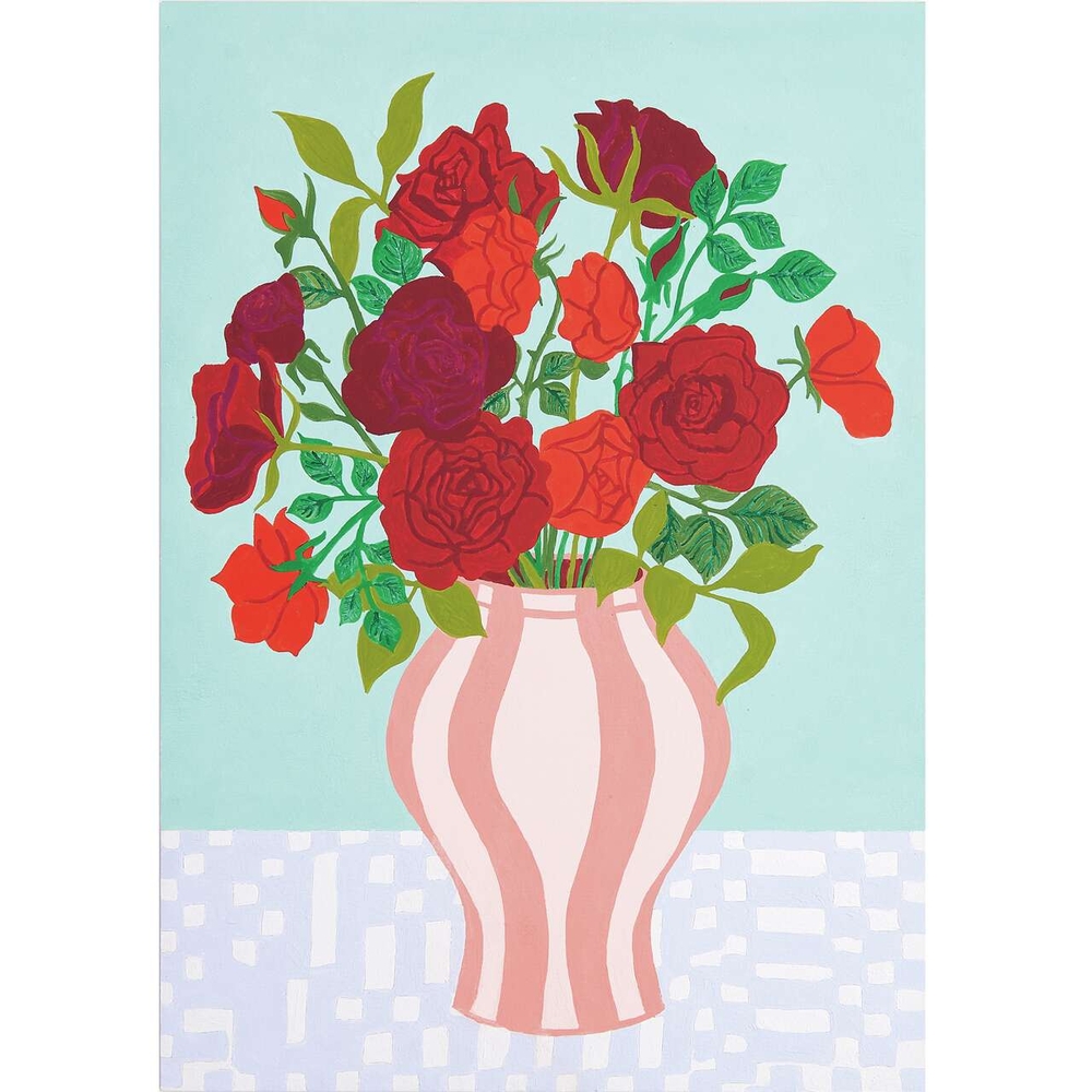 Coffret peinture par numéro 'Roses rouges' - L. 37xl. 26cm