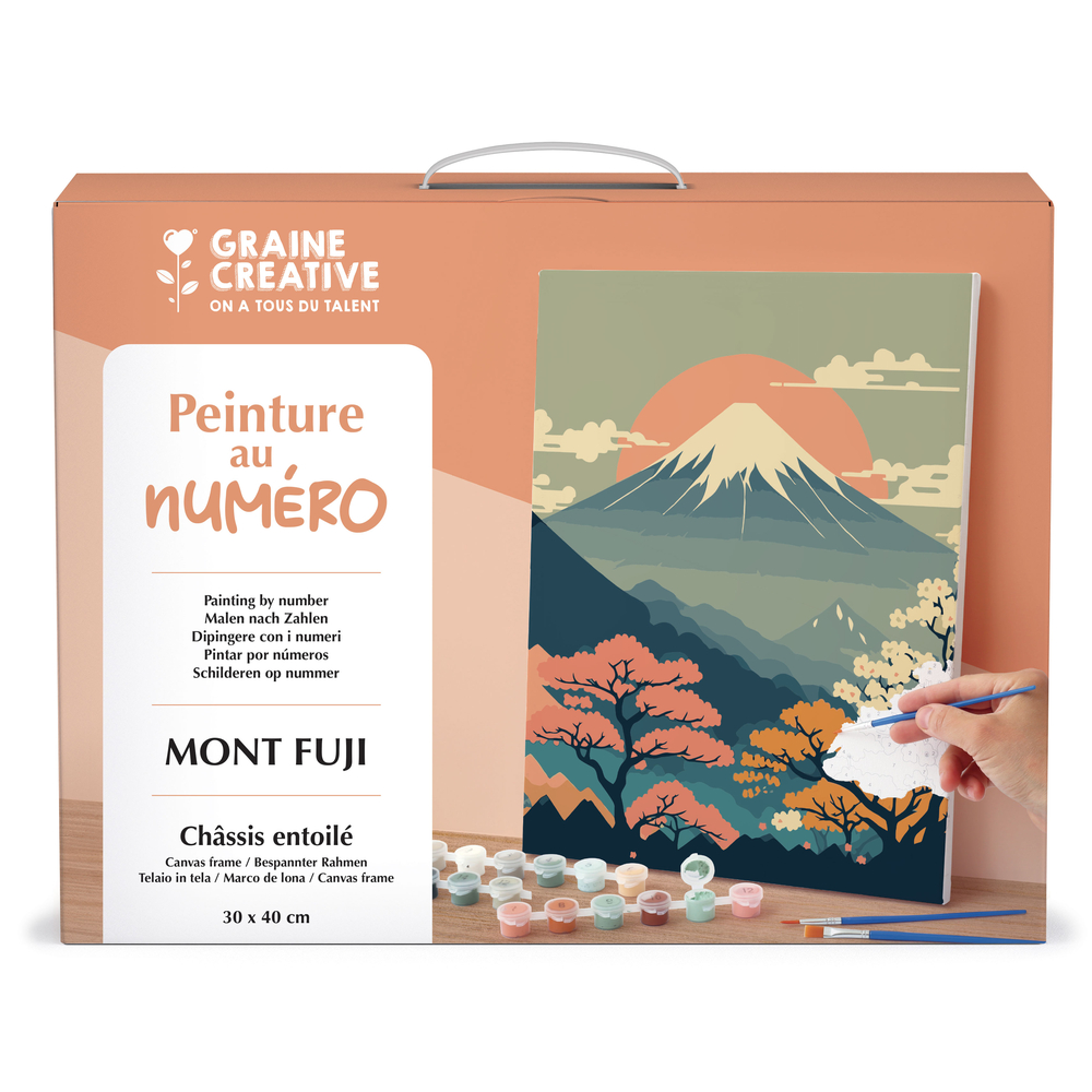 Kit de peinture par numéro 'Mont Fuji', coloris rose - L. 40xl. 30cm