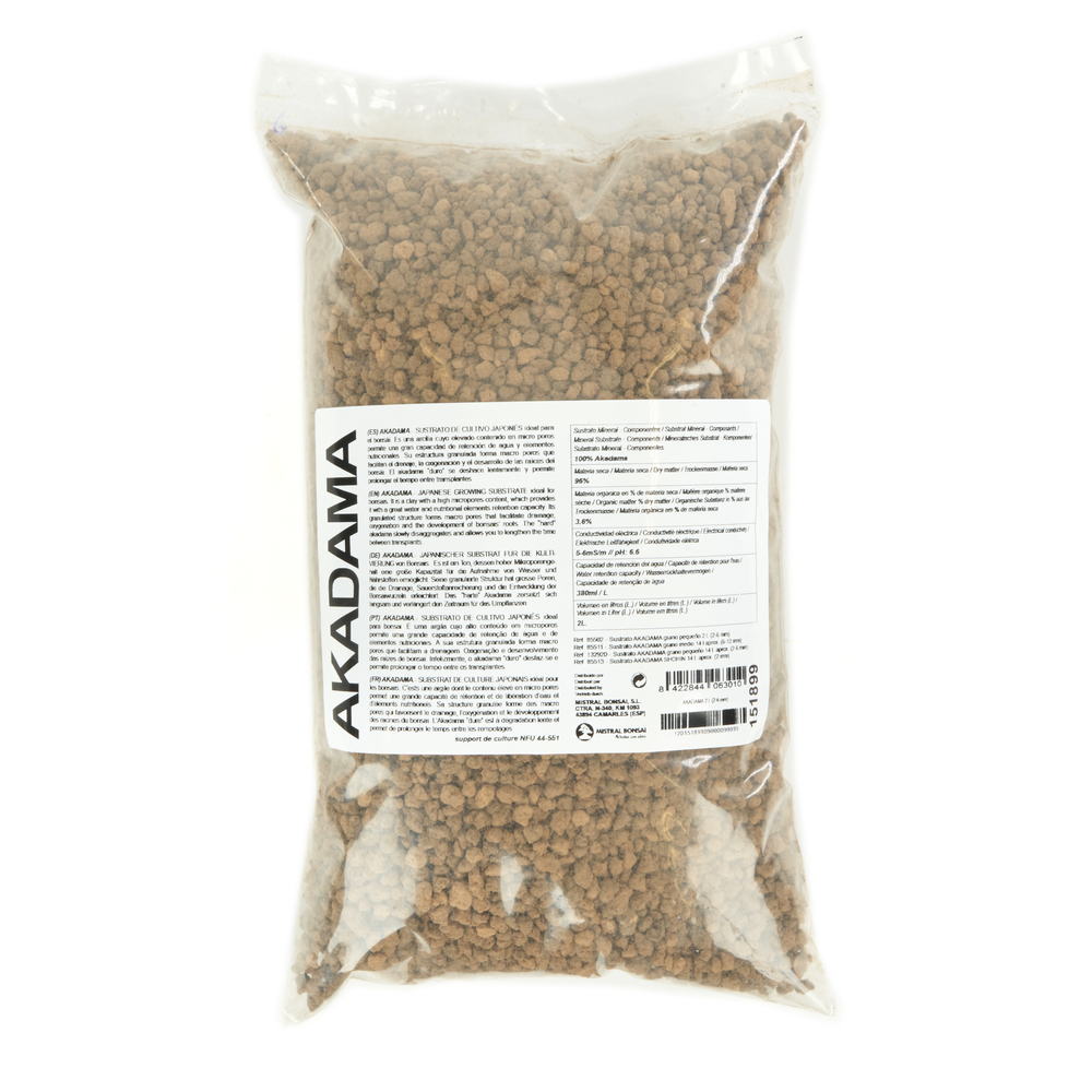 Substrat pour bonsaï Akadama, petits grains 2-6mm : sac 2L