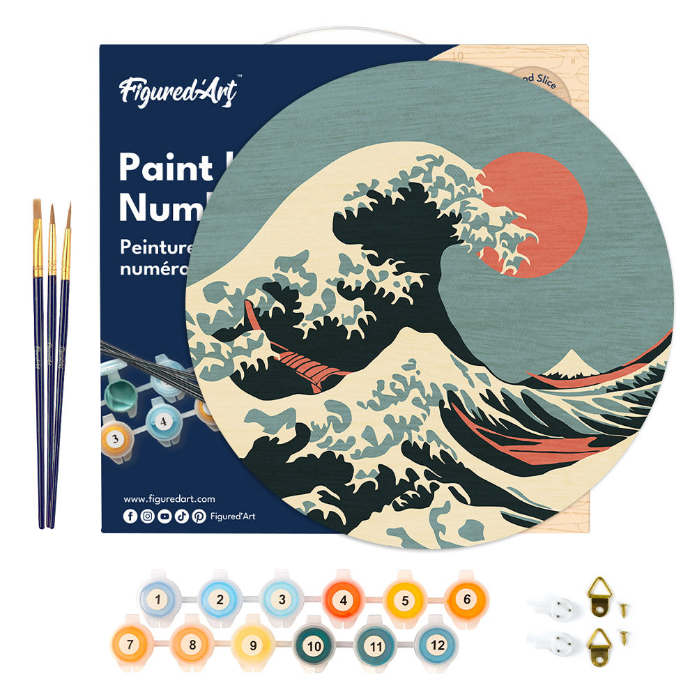 Kit de peinture par numéro en disque 'Grande vague' - D. 30cm
