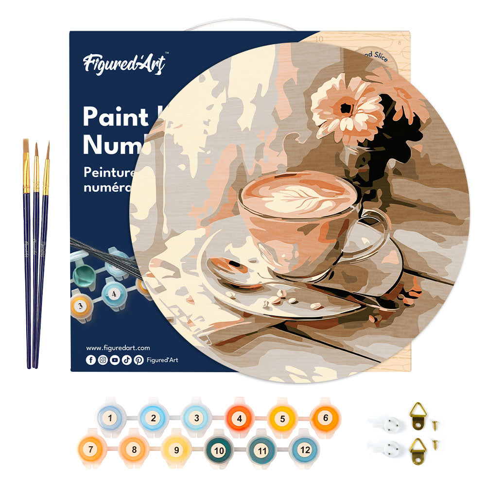 Kit de peinture par numéro en disque 'Café du matin' - D. 30cm