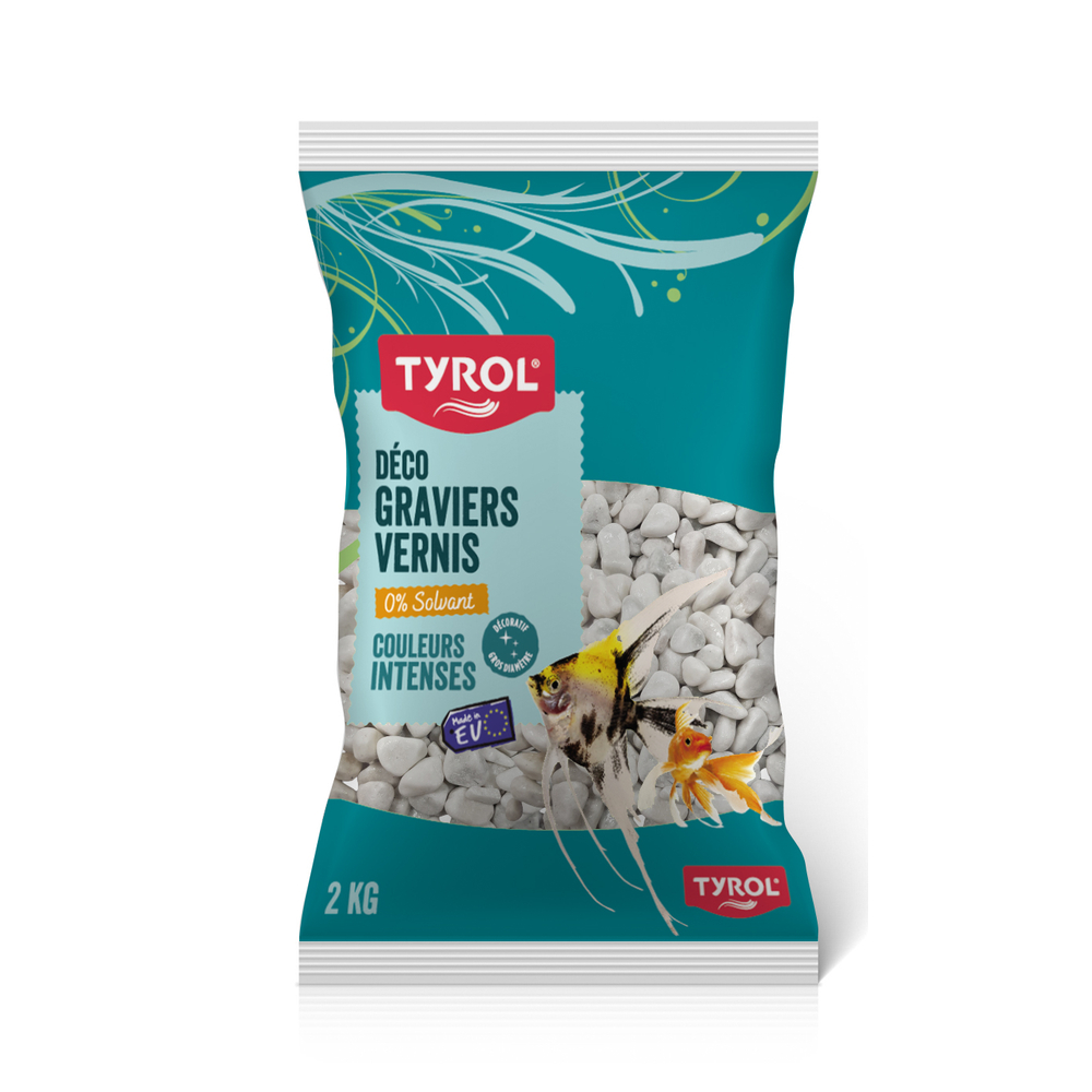 Décoration pour aquarium, gravier verni blanc 2kg
