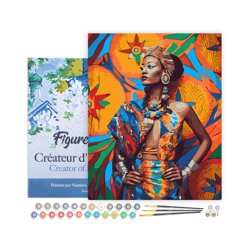 Kit de peinture par numéro 'Femme africaine' - L. 50xl. 40cm