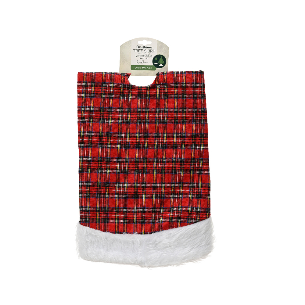 Jupe sapin motifs écossais - coloris rouge/blanc - D90cm