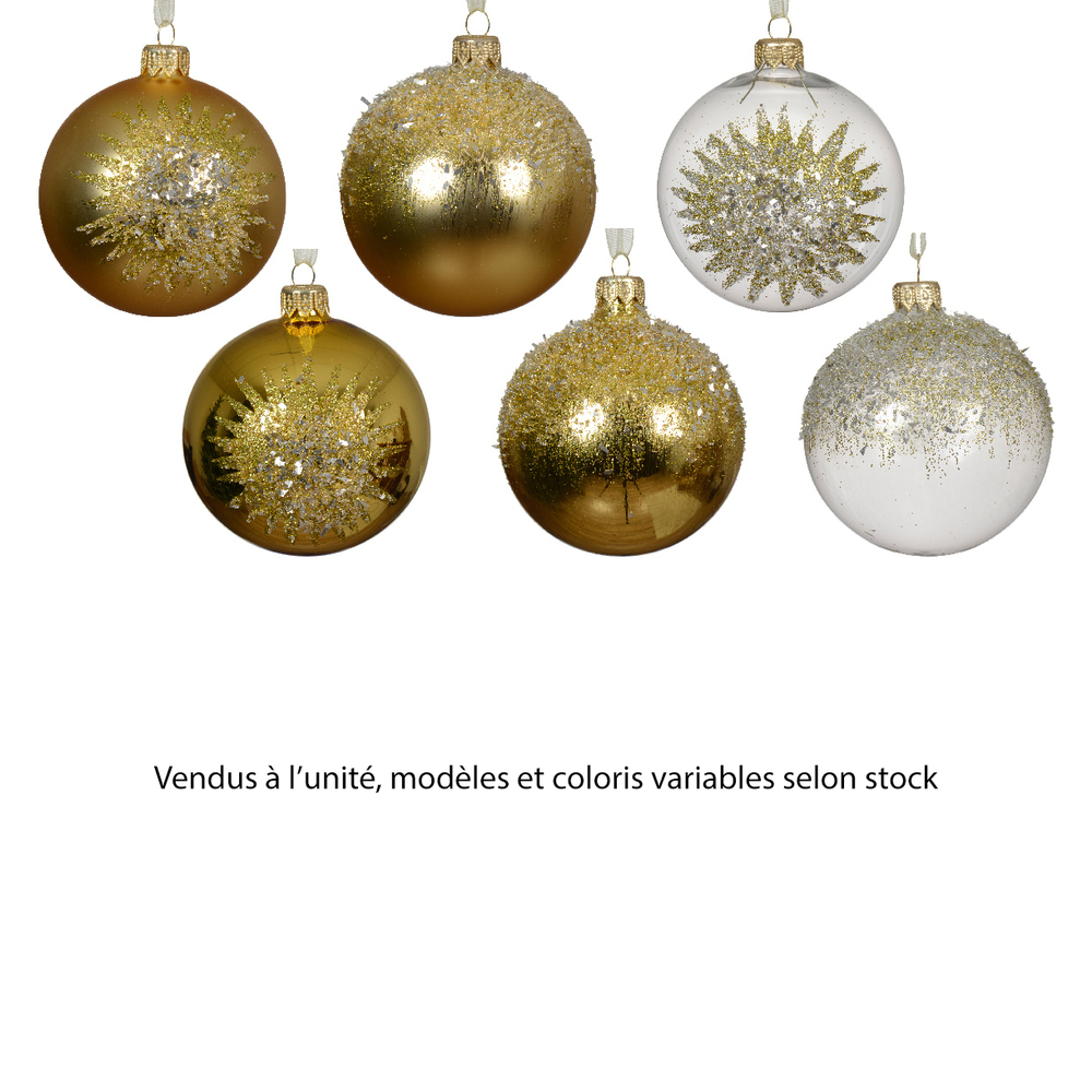 Boule de Noël en verre : perles, coloris variables - D. 8cm