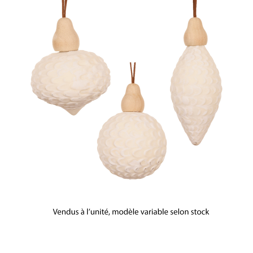 Suspension en verre - coloris crème - D8cm