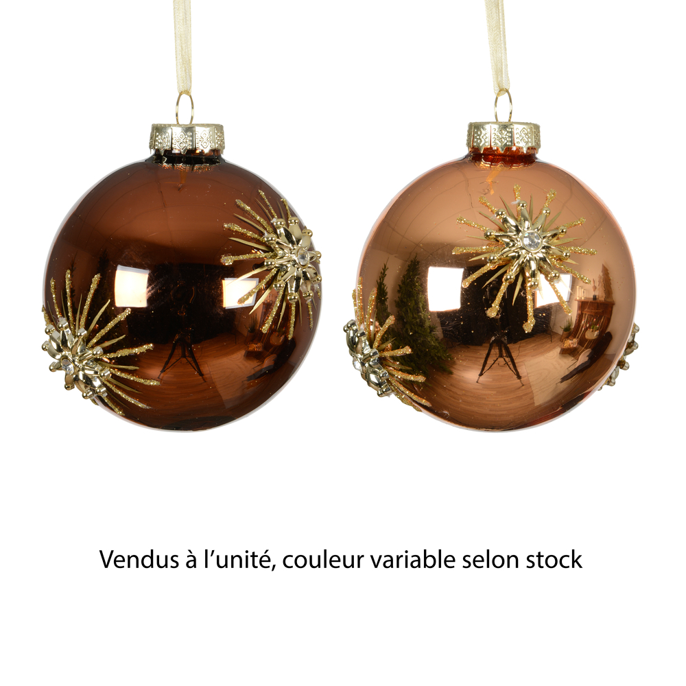 Boule de Noël en verre : perles rocaille, coloris variables - D. 8cm