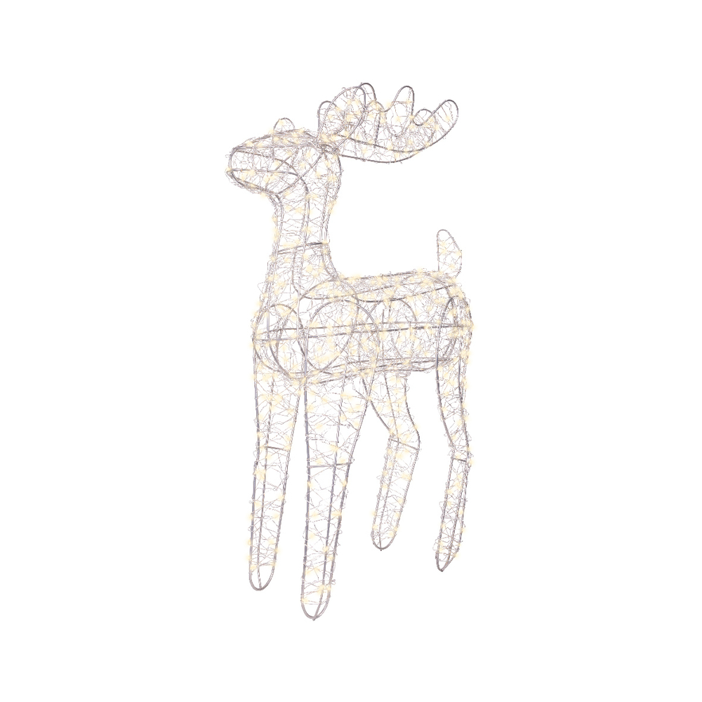 Renne de Noël lumineux, LED blanche chaude, coloris argent - H. 58cm