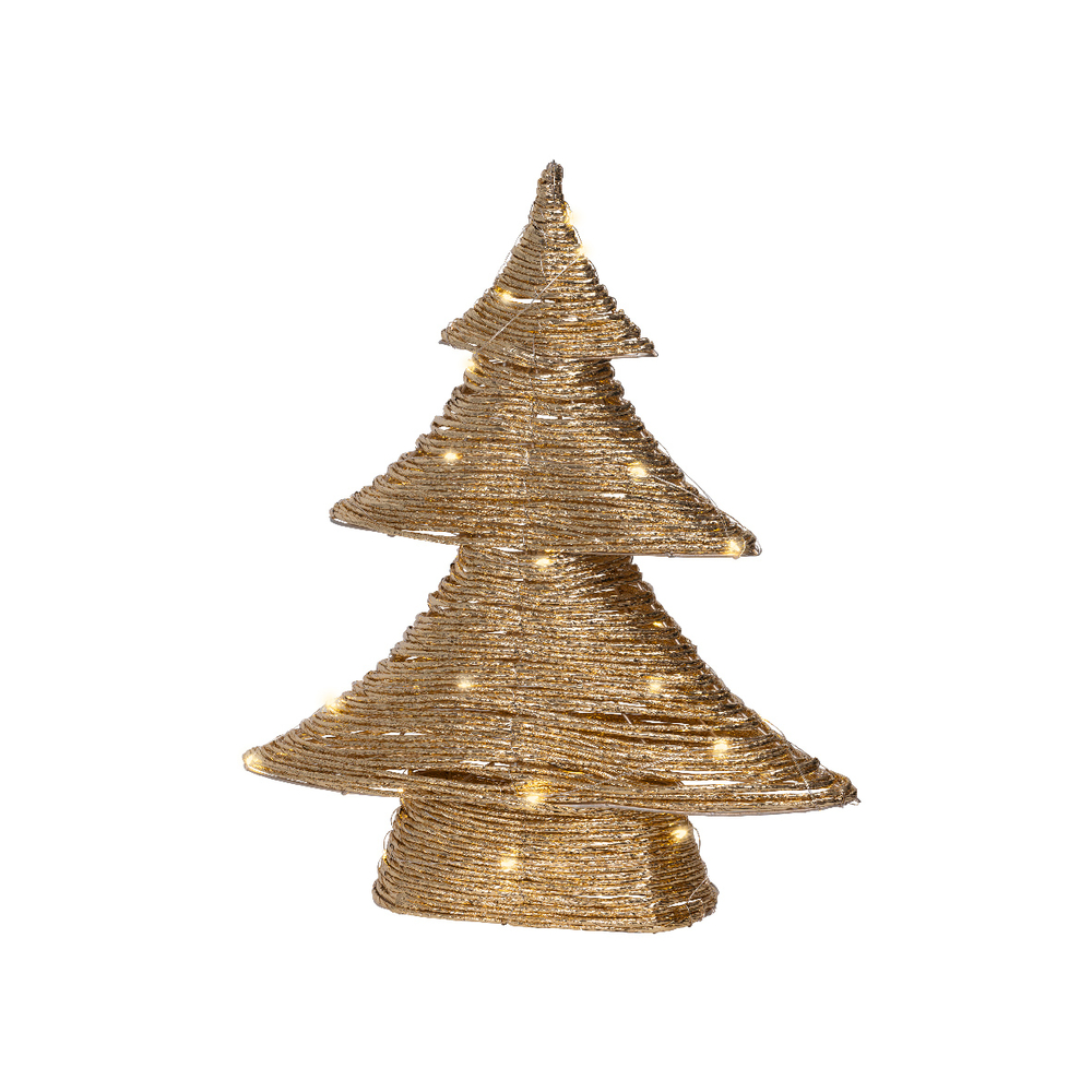 Sapin de Noël lumineux or, intérieur, led blanc chaud - H. 40cm
