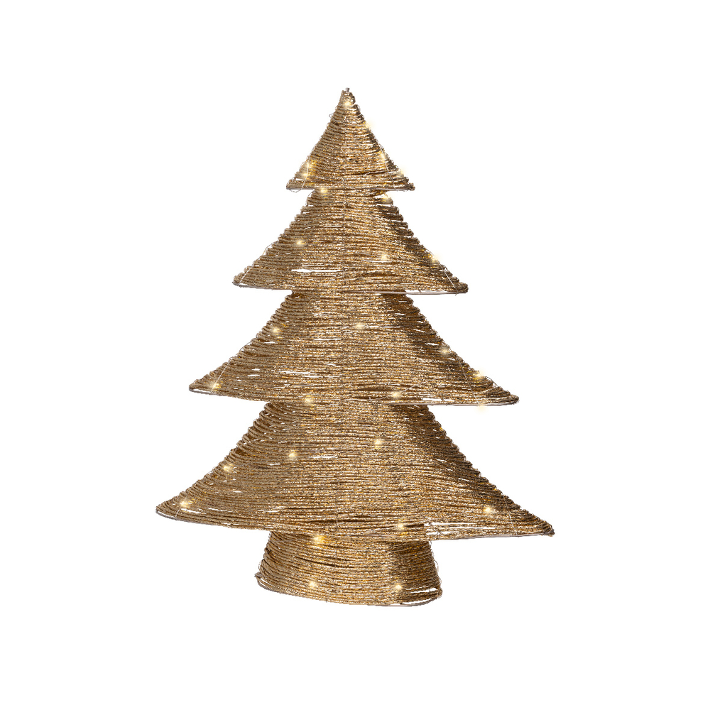 Sapin de Noël lumineux or, intérieur, led blanc chaud - H. 60cm