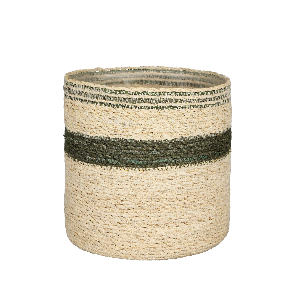 Panier Jameson, en zostère, coloris vert - H. 20xD. 20cm