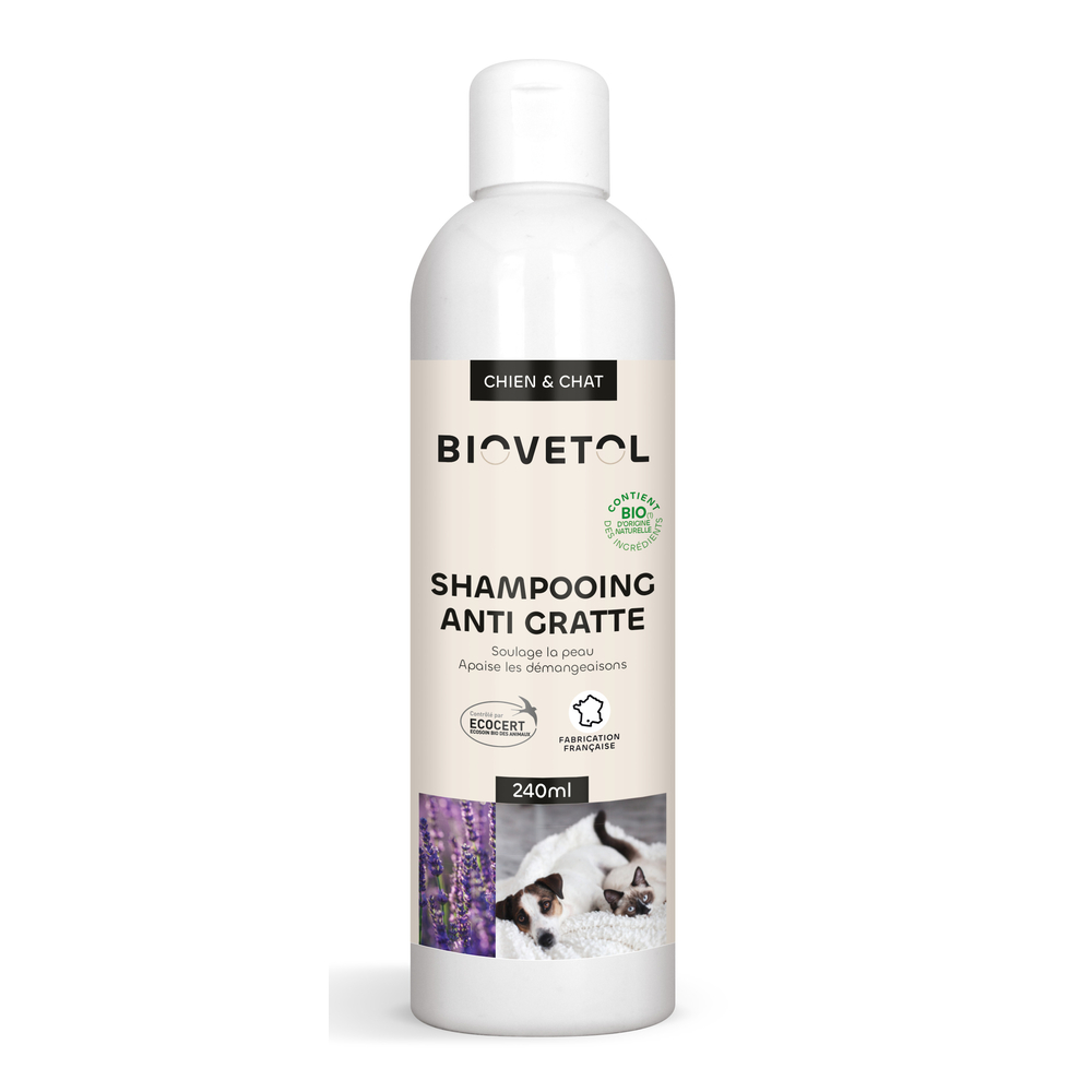Shampoing anti-gratte bio pour chien et chat - 240ml
