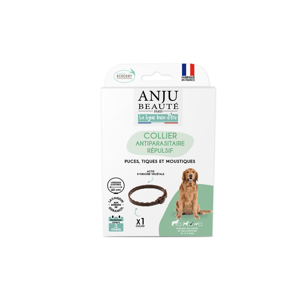 Collier antiparasitaire repulsif moyen chien 60cm