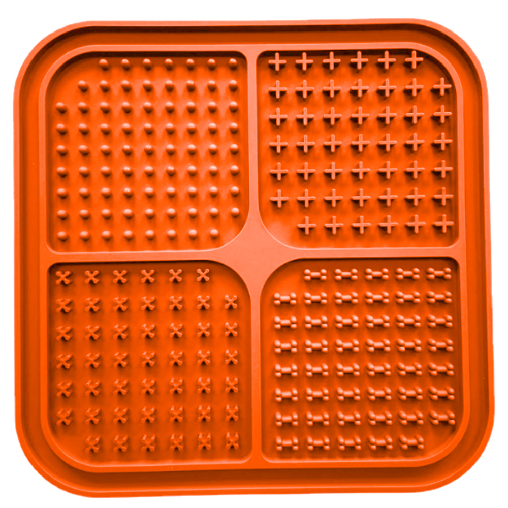 Tapis à lécher LickFour pour chien et chat, coloris orange