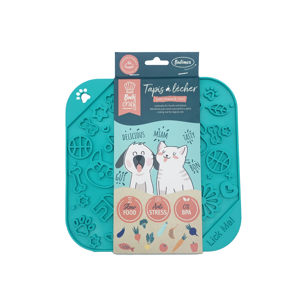 Tapis à lécher LickMe pour chien et chat, coloris bleu