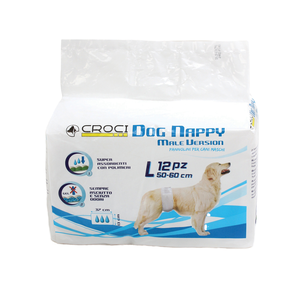 Couche ''Bande'' pour chien mâle L 50/60cm - x12