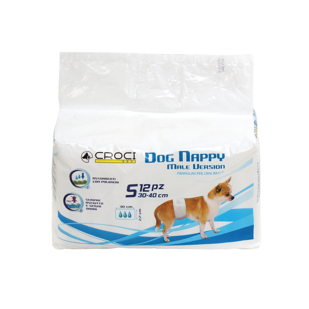 Couche ''Bande'' pour chien mâle S 30/40cm - x12