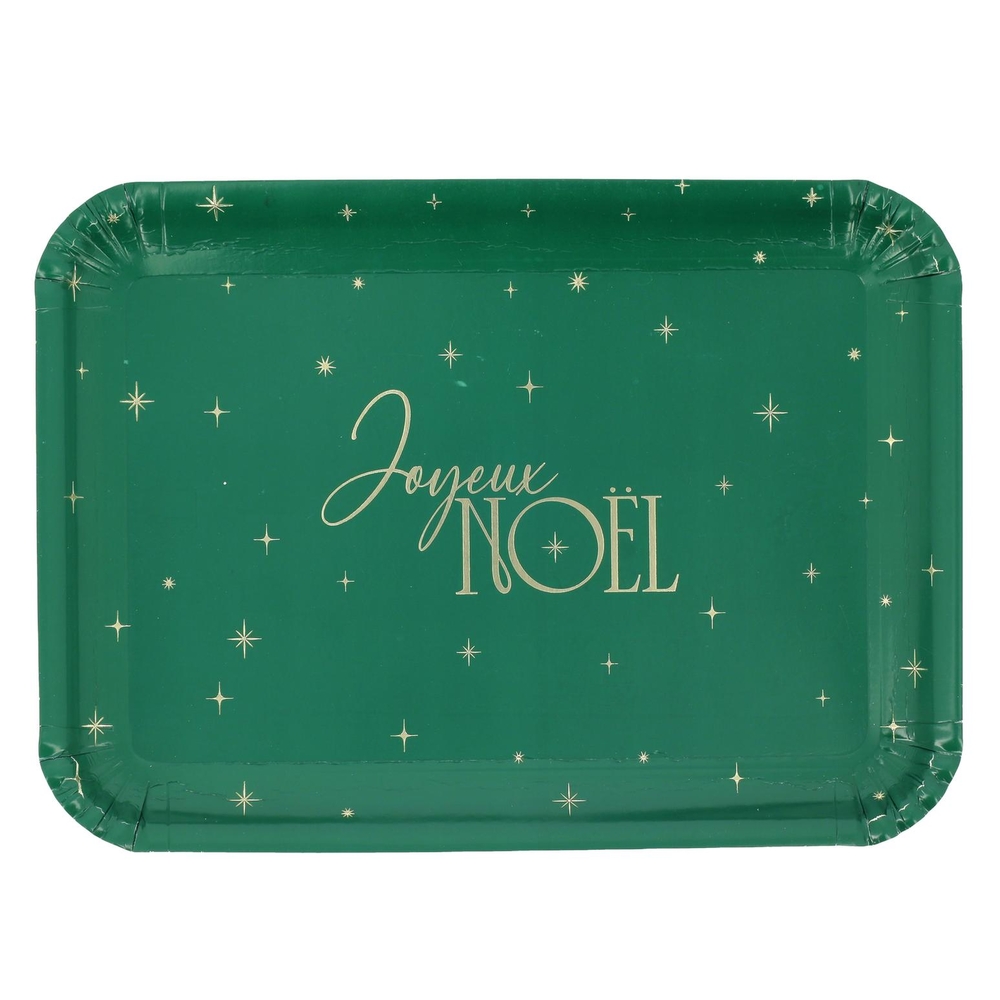 Plateaux en carton, thème Noël, coloris vert et or x3