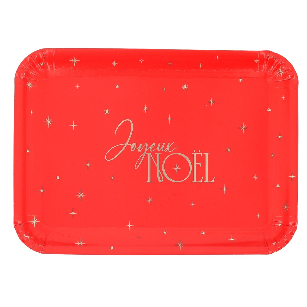 Plateaux en carton, thème Noël, coloris rouge et or x4
