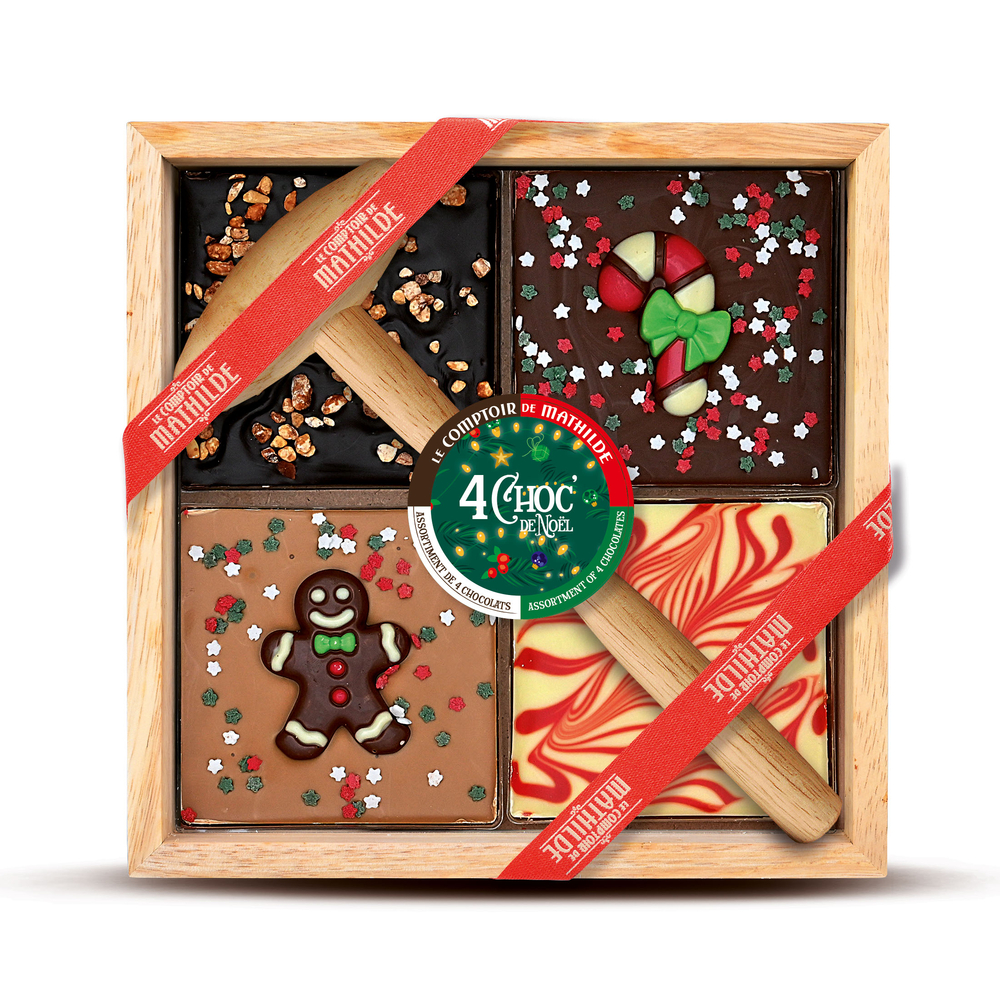 Coffret de Noël : 4 tablettes de chocolats à casser - 350g