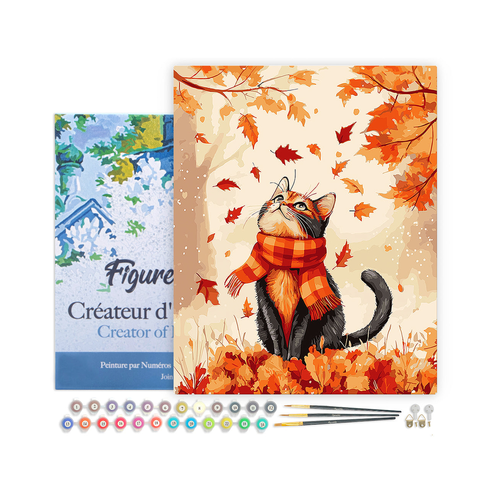Kit de peinture par numéro 'Chat en automne' - L. 50xl. 40cm