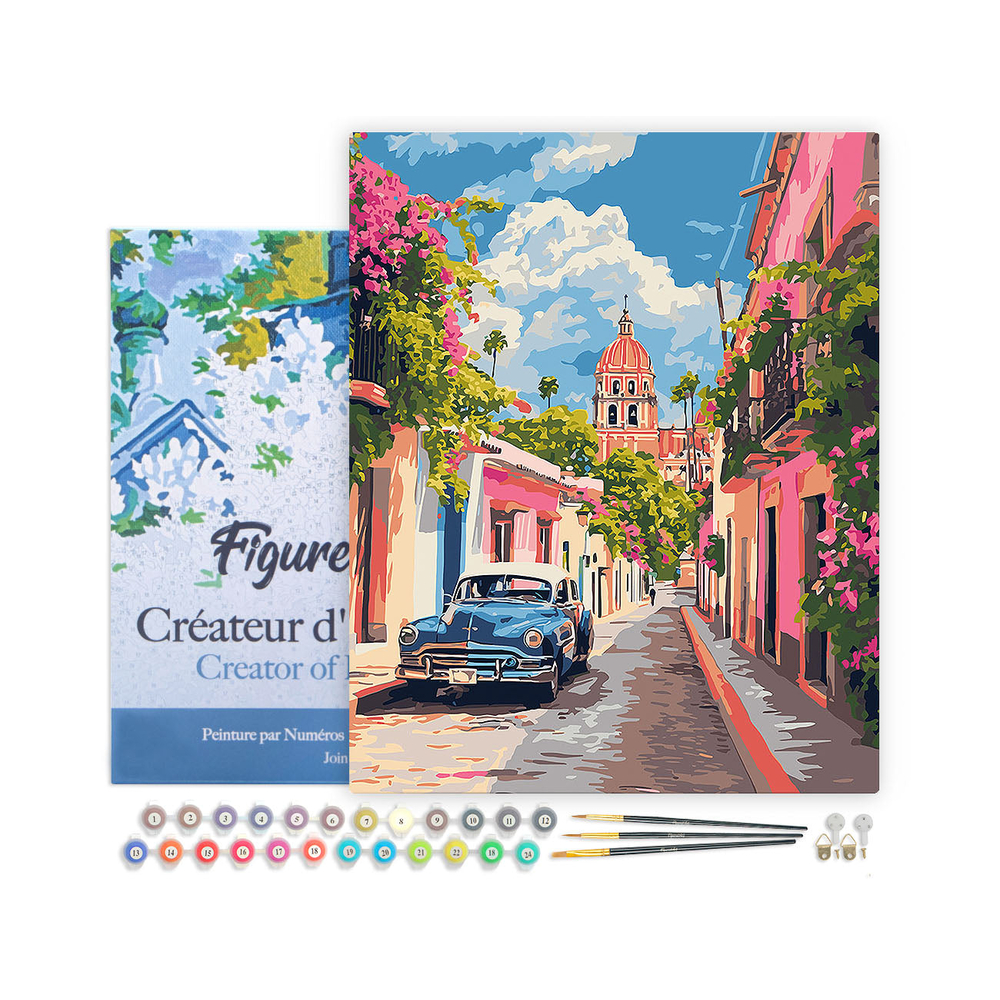 Kit de peinture par numéro 'Voiture classique à Mexico' - L. 50xl. 40cm
