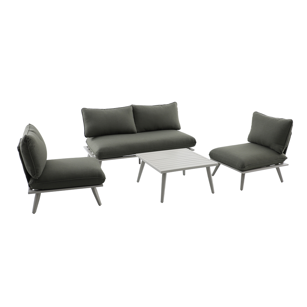 Salon de jardin Baya, coloris beige/kaki - 4 pièces