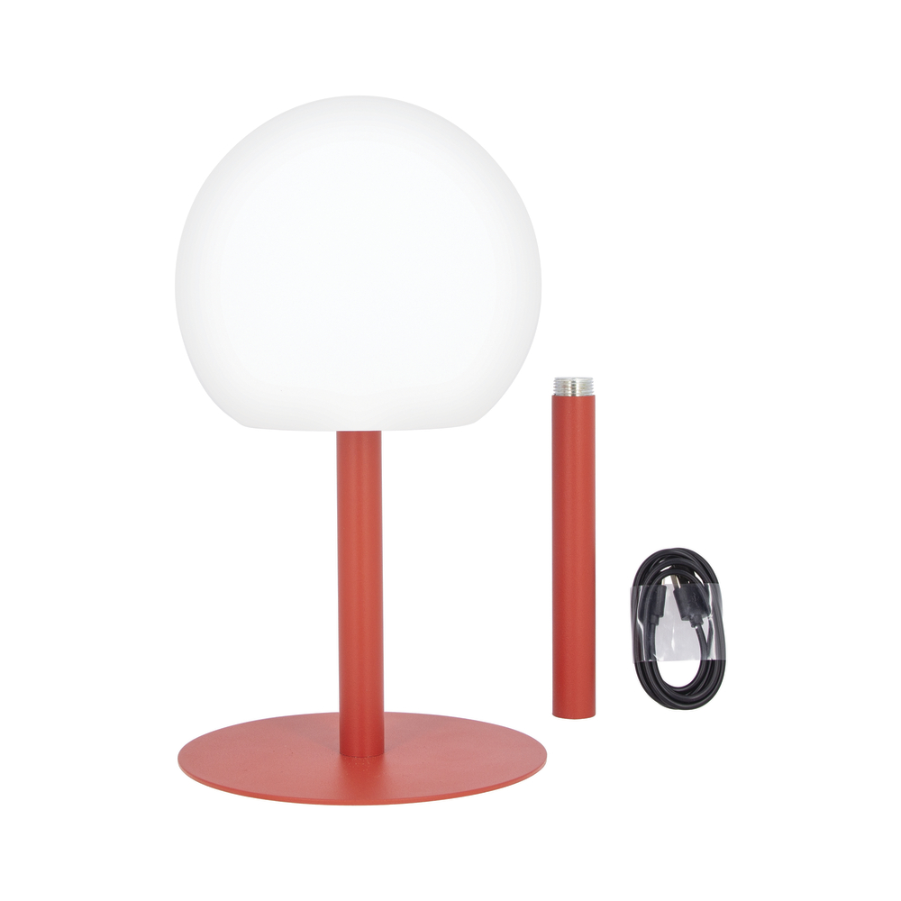 Lampe à poser LED boule terracota rechargeable en métal dimmable