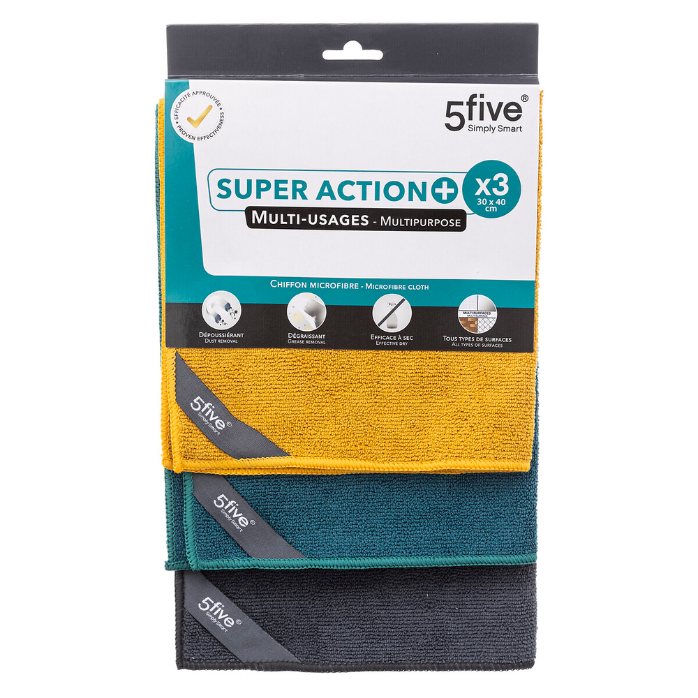 Lot de 5 chiffons microfibre multi-usages - 320gsm