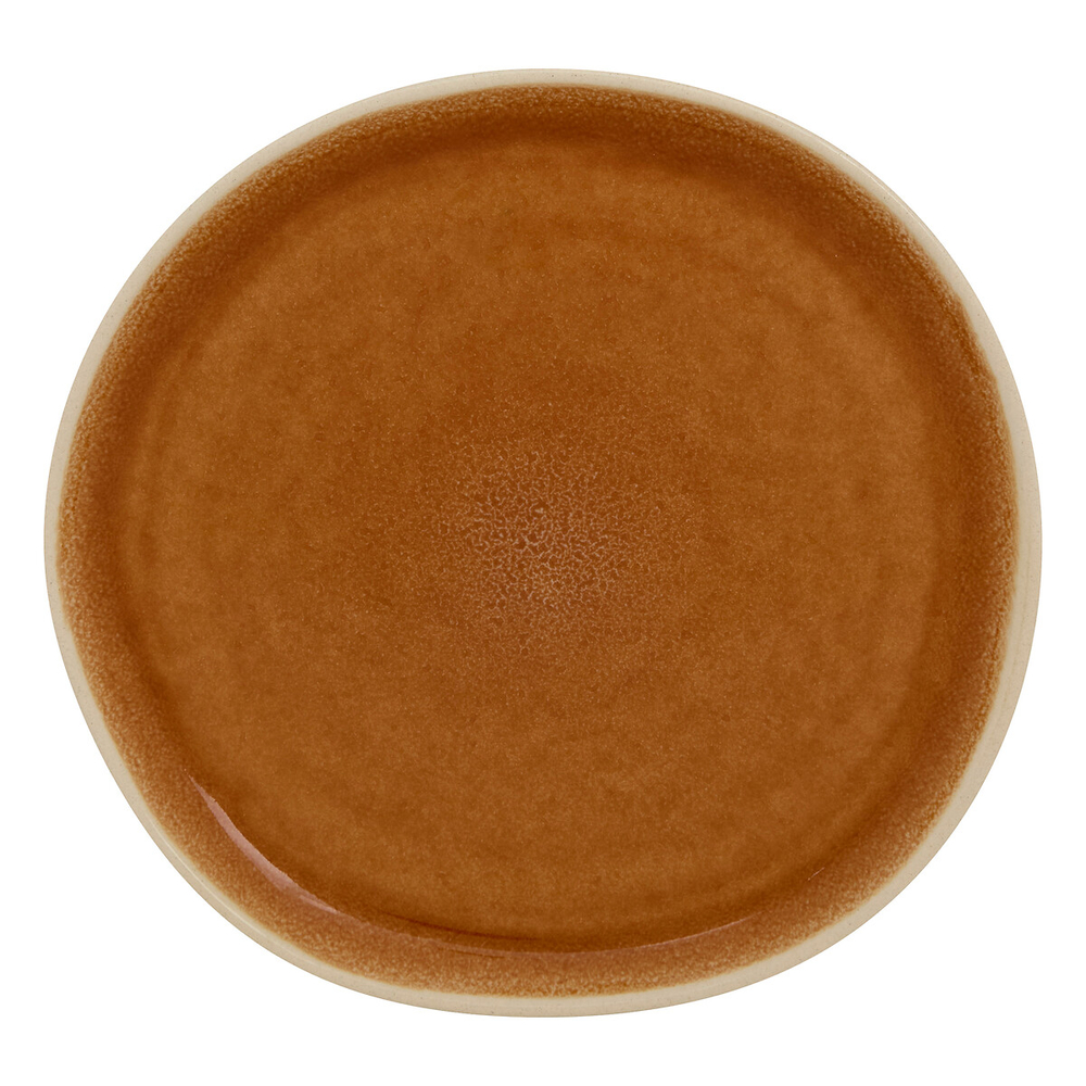 Assiette à dessert 'Wonja' en faïence, coloris ocre - D. 21cm
