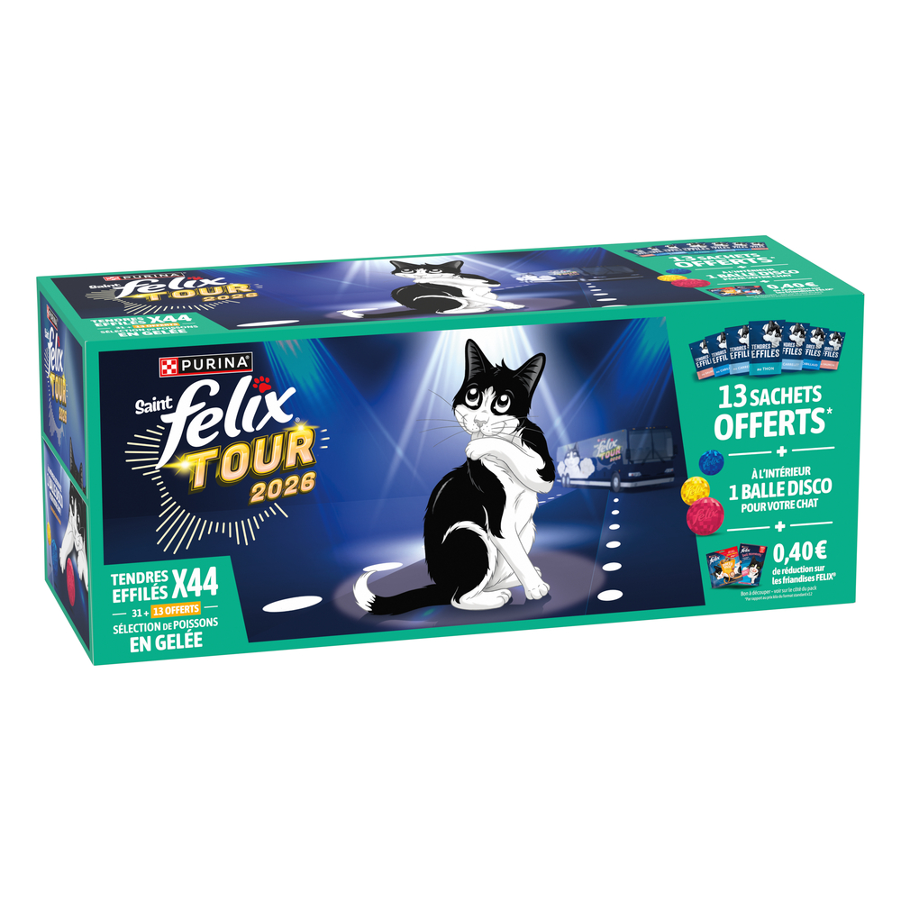 Tendres effilés 'Poissons' en gelée pour chat - 44x85g (31+13 offerts)